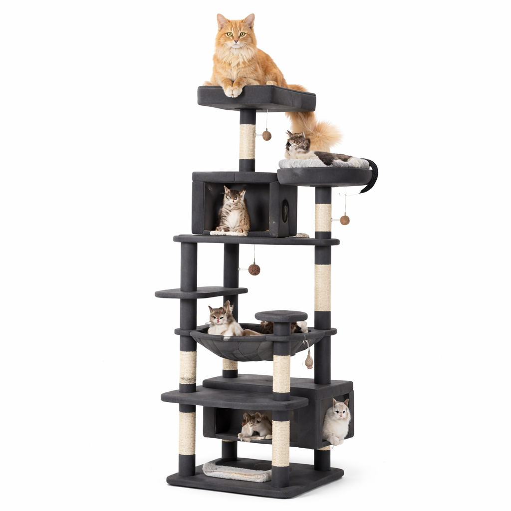 Ventayo – Cat Tree for Large Cats with Spacious Condo & Sisal Scratching Posts | Ultimate Relaxation for Indoor Play