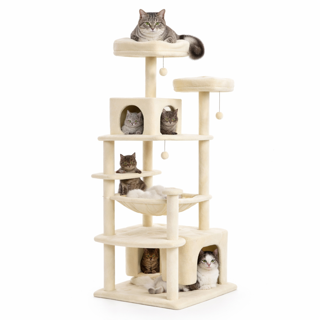 Ventayo – Cat Tree for Large Cats with Spacious Condo & Sisal Scratching Posts | Ultimate Relaxation for Indoor Play