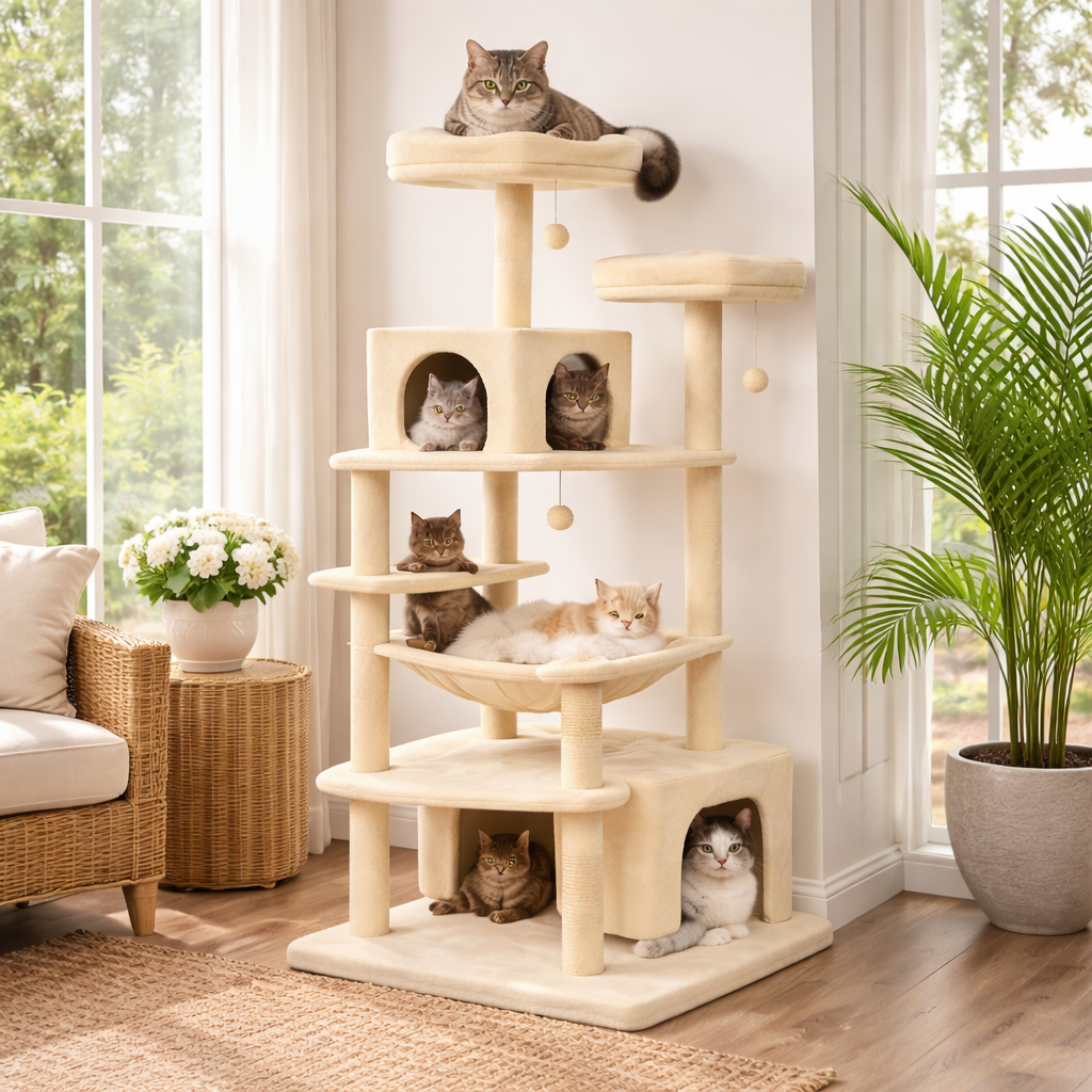 Ventayo – Cat Tree for Large Cats with Spacious Condo & Sisal Scratching Posts | Ultimate Relaxation for Indoor Play