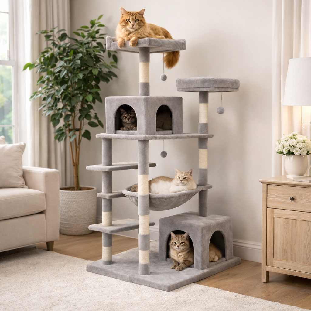 Ventayo – Cat Tree for Large Cats with Spacious Condo & Sisal Scratching Posts | Ultimate Relaxation for Indoor Play