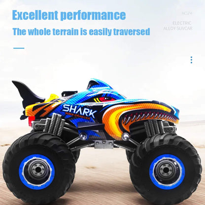 Camion Monstre Tout-Terrain RC 4x4 – Voiture Drift Télécommandée Rock Crawler (Design Shark Digger)