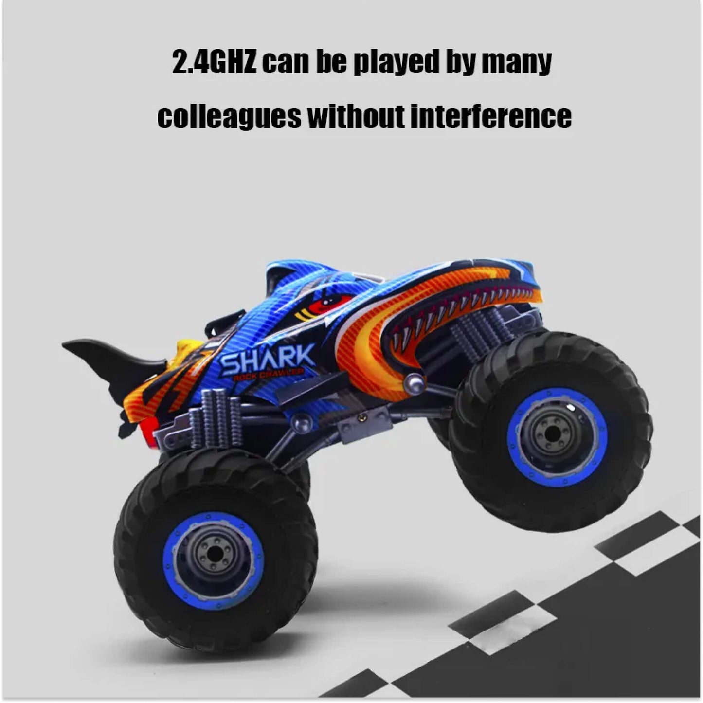 Camion Monstre Tout-Terrain RC 4x4 – Voiture Drift Télécommandée Rock Crawler (Design Shark Digger)