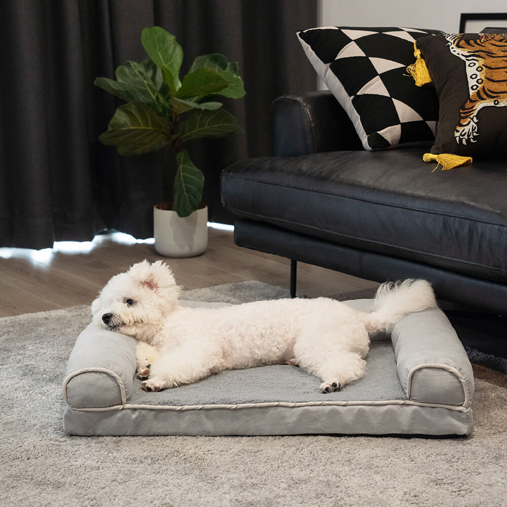 Full-Support Orthopedic Dog Bed with Faux Fleece & Suede