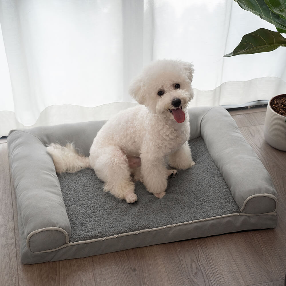 Full-Support Orthopedic Dog Bed with Faux Fleece & Suede