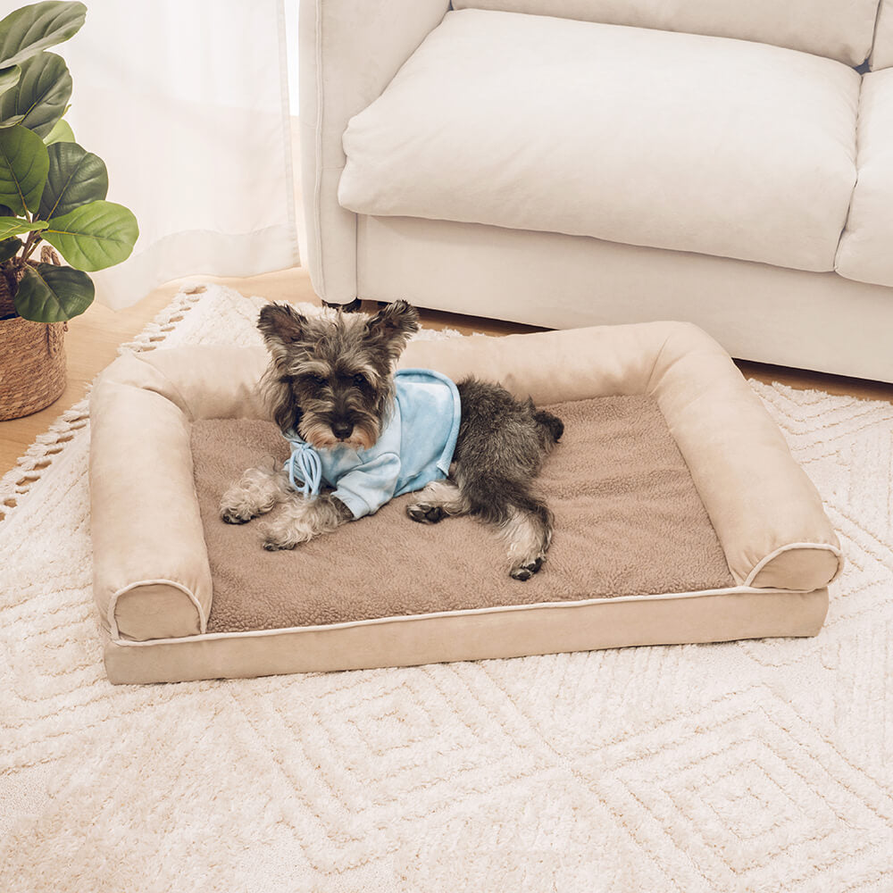 Full-Support Orthopedic Dog Bed with Faux Fleece & Suede