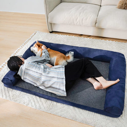 Full-Support Orthopedic Dog Bed with Faux Fleece & Suede