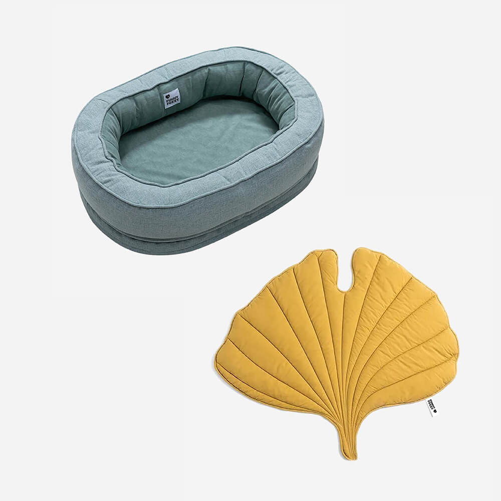 Leaf Shape Dog Blanket with Donut Dog Bed Luxury Dog Gifts