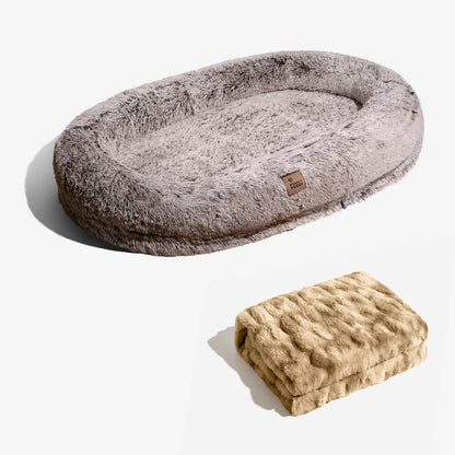 Luksuriøs super stor oval hundeseng til dybere søvn
