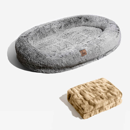 Luksuriøs super stor oval hundeseng til dybere søvn
