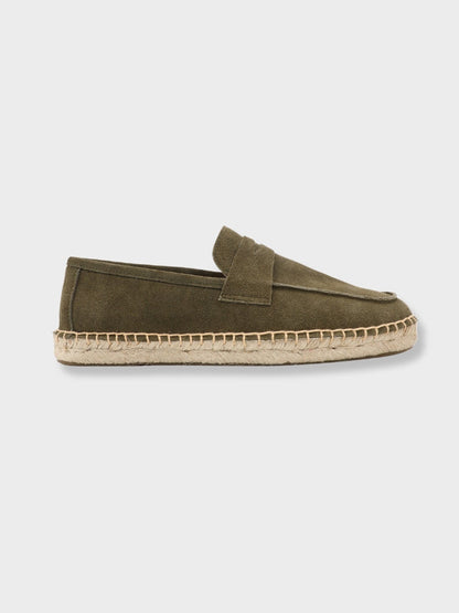 SAINT-TROPEZ Loafers – Men’s Chestnut Suede Espadrille Loafers with Jute Sole