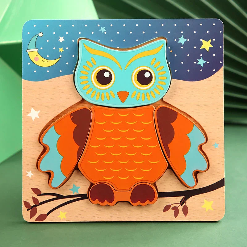 3D Wooden Cartoon Animal & Traffic Puzzle – Early Learning Educational Toy