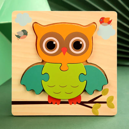 3D Wooden Cartoon Animal & Traffic Puzzle – Early Learning Educational Toy