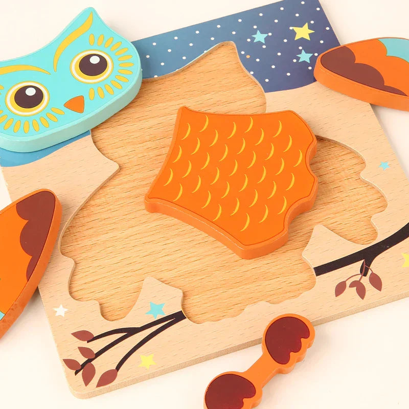 3D Wooden Cartoon Animal & Traffic Puzzle – Early Learning Educational Toy