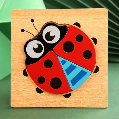 3D Wooden Cartoon Animal & Traffic Puzzle – Early Learning Educational Toy
