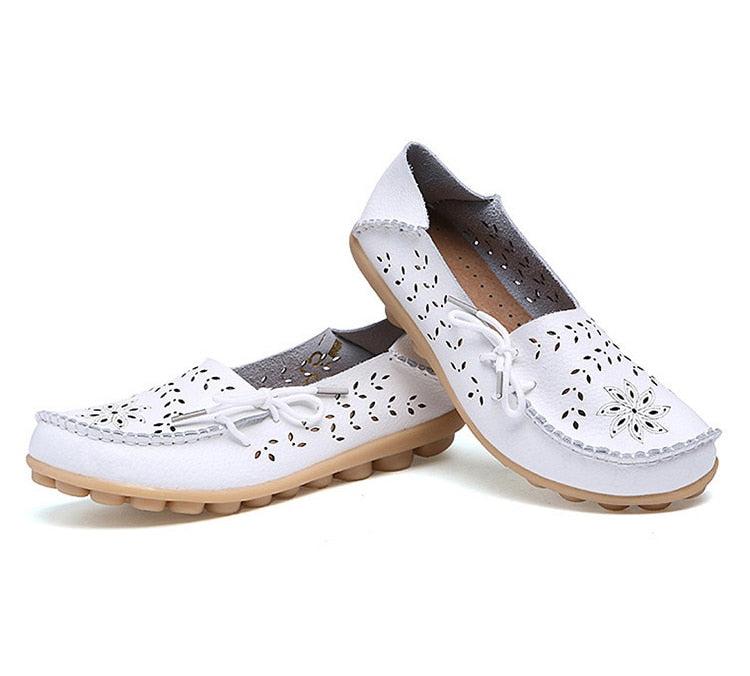 Gratia Leather Feather Loafers Flats