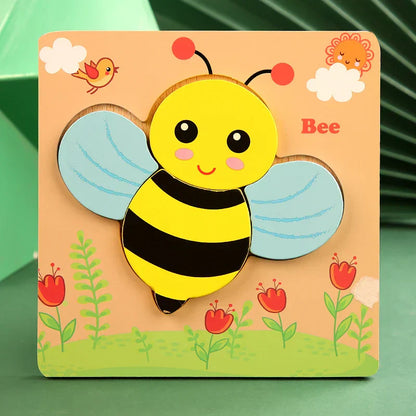 3D Wooden Cartoon Animal & Traffic Puzzle – Early Learning Educational Toy