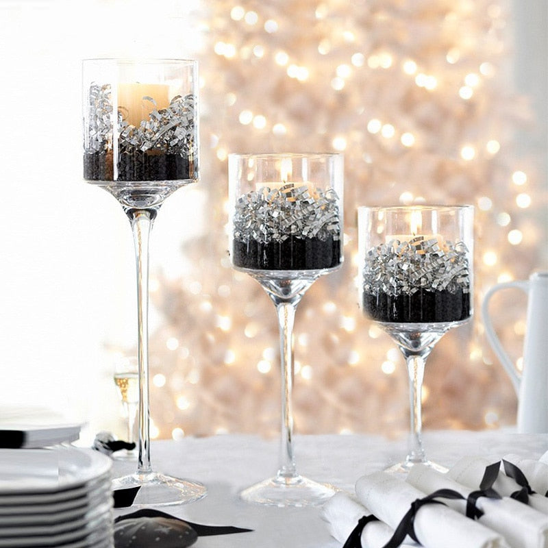 3PCS Crystal Candle Holder Set