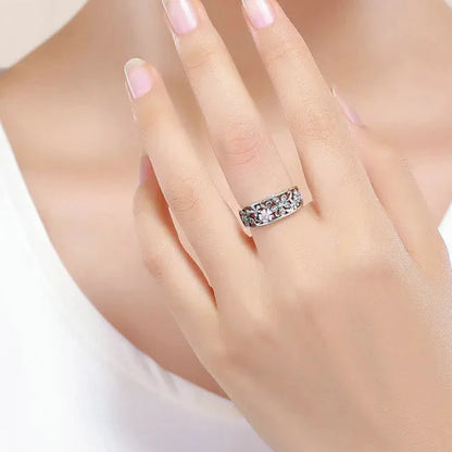 925 Sterling Silver Trendy Daisy Flower & Infinity Love Ring