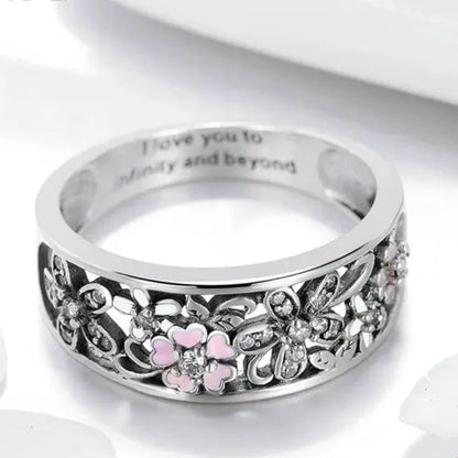 925 Sterling Silver Trendy Daisy Flower & Infinity Love Ring