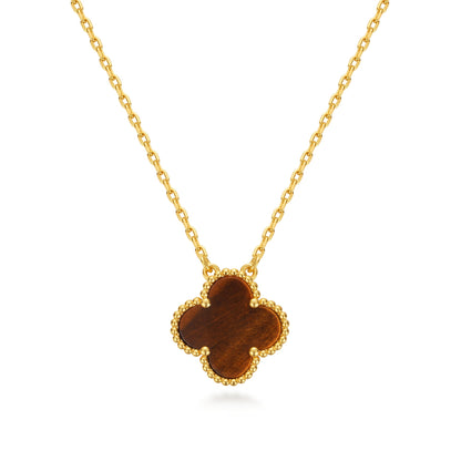 Clover Leaf Necklace,925 Silver, 18k Gold Plated