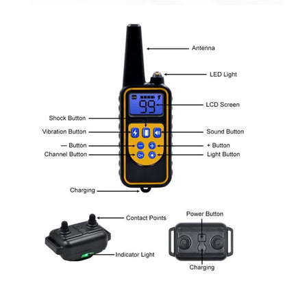 Collar eléctrico para perros Collar de entrenamiento para perros Recargable con pantalla LCD para collar de entrenamiento para mascotas de todos los tamaños
