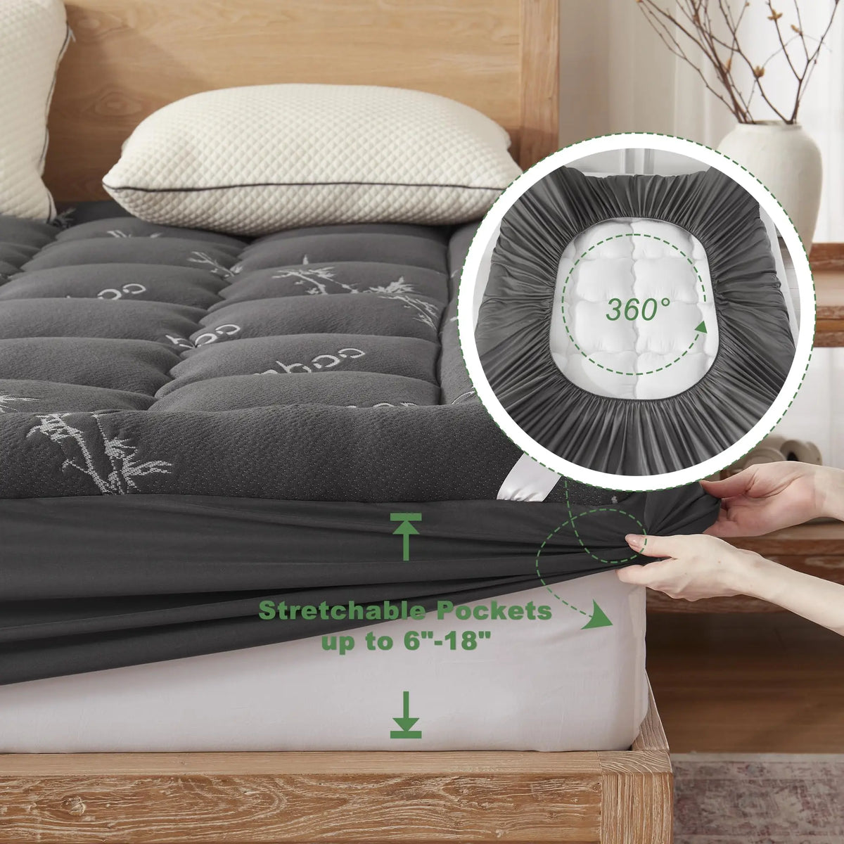 Ventayo – Collection | Bamboo Viscose Mattress Protector with Quilted Design | Waterproof & Breathable for Ultimate Sleep Comfort
