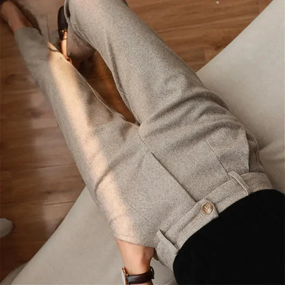 CORTINA Trousers – Men’s Brushed Herringbone Weave Mid-Rise Tapered Pants