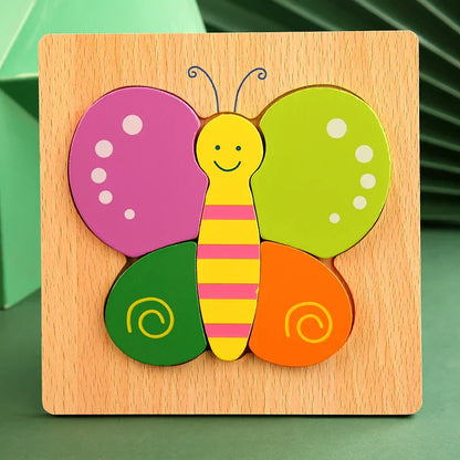 3D Wooden Cartoon Animal & Traffic Puzzle – Early Learning Educational Toy