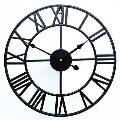 Modern 3D Large Retro Metal Wall Clock – Nordic Roman Numerals Design