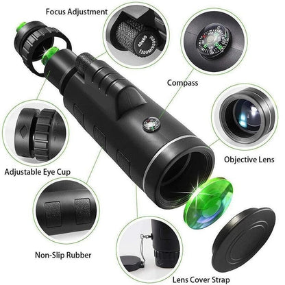 10X Starscope HD Monocular - High Power Monocular With Smartphone Holder & Tripod