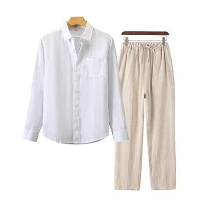 Yacht Club Men’s Summer Linen Outfit Set – Shirt & Pants Bundle