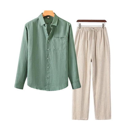 Palma Men’s Summer Outfit Set – Premium Linen Shirt & Pants Bundle