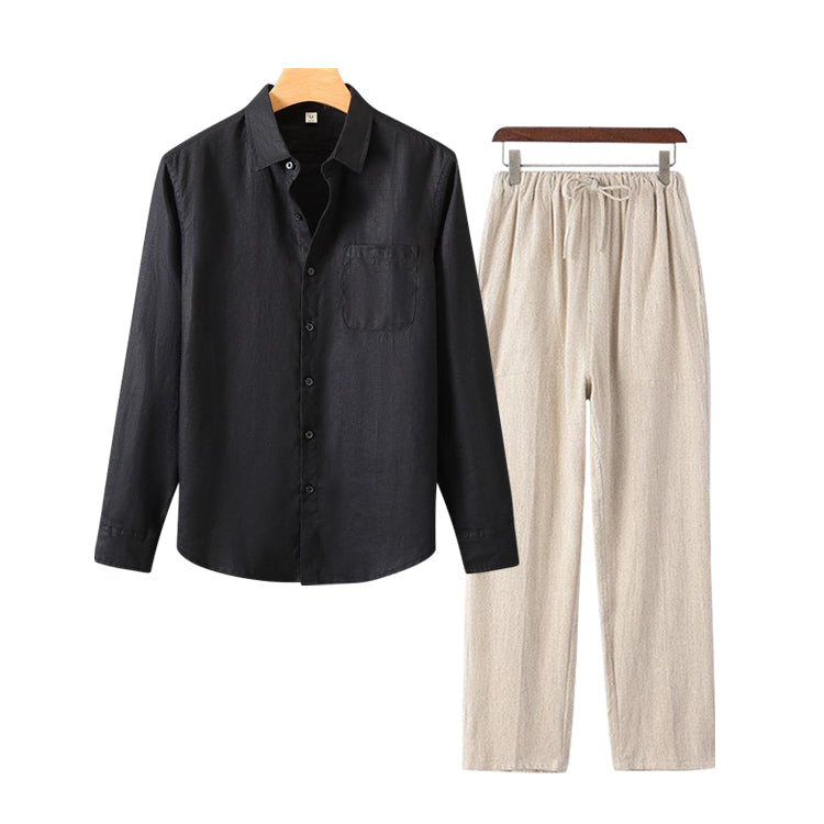 Amalfi Soirée Men’s Summer Outfit Set – Premium Linen Shirt & Pants Bundle