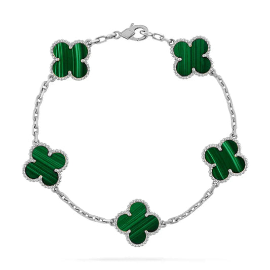 Green Clover Silver Bracelet