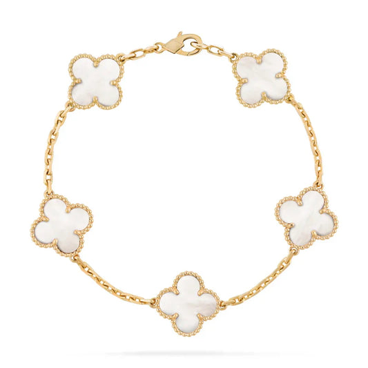 925 Sterling Silver Gold Clover Bracelet