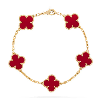 925 Sterling Silver Four Leaf Pearl Clover Bracelet