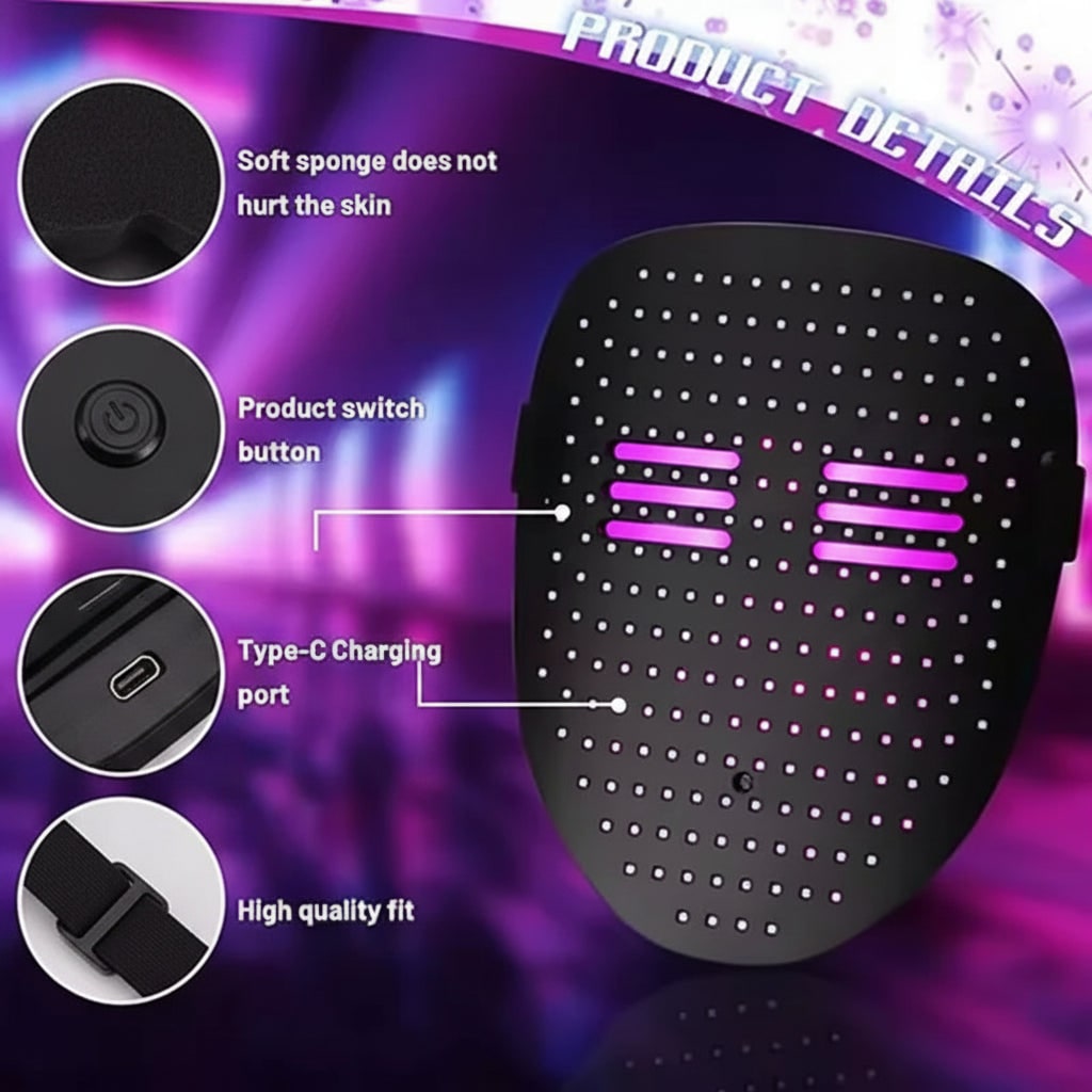 Ventayo – Illuminated Costume Mask | LED Full Face Design for Halloween Parties