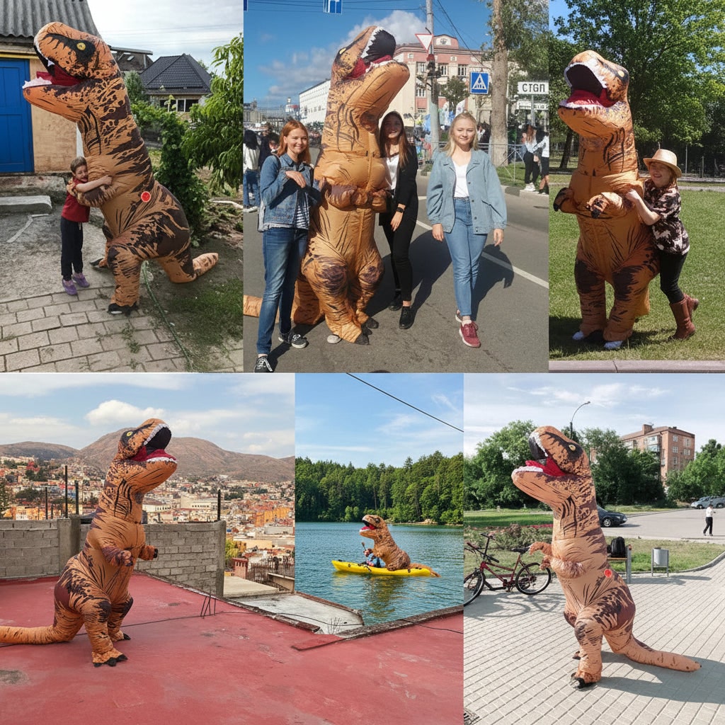 Inflatable Dinosaur Costume | Funny Party Suit with Built-in Fan | Full-Body Fun for All Ages – Ventayo