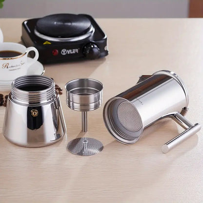 Ventayo – Italian Moka Pot | Premium Stainless Steel Espresso Maker with Heat-Resistant Handle | Versatile Brewing for Authentic Flavor