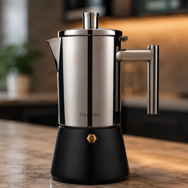 Ventayo – Italian Moka Pot | Premium Stainless Steel Espresso Maker with Heat-Resistant Handle | Versatile Brewing for Authentic Flavor