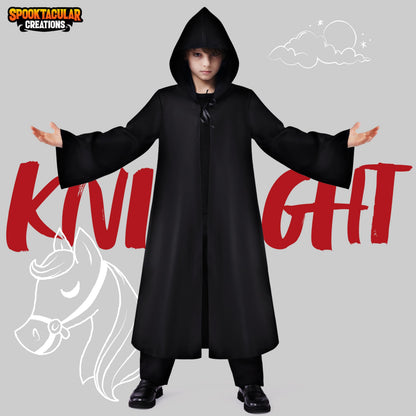 Boys Black Hooded Cloak Knight Costume - Kids Halloween Tunic Robe – Ventayo