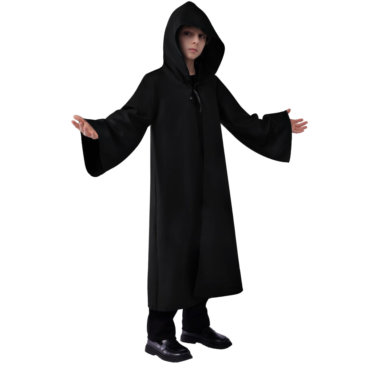 Boys Black Hooded Cloak Knight Costume - Kids Halloween Tunic Robe – Ventayo