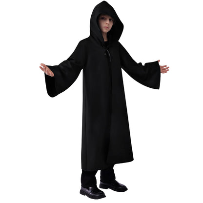 Boys Black Hooded Cloak Knight Costume - Kids Halloween Tunic Robe – Ventayo