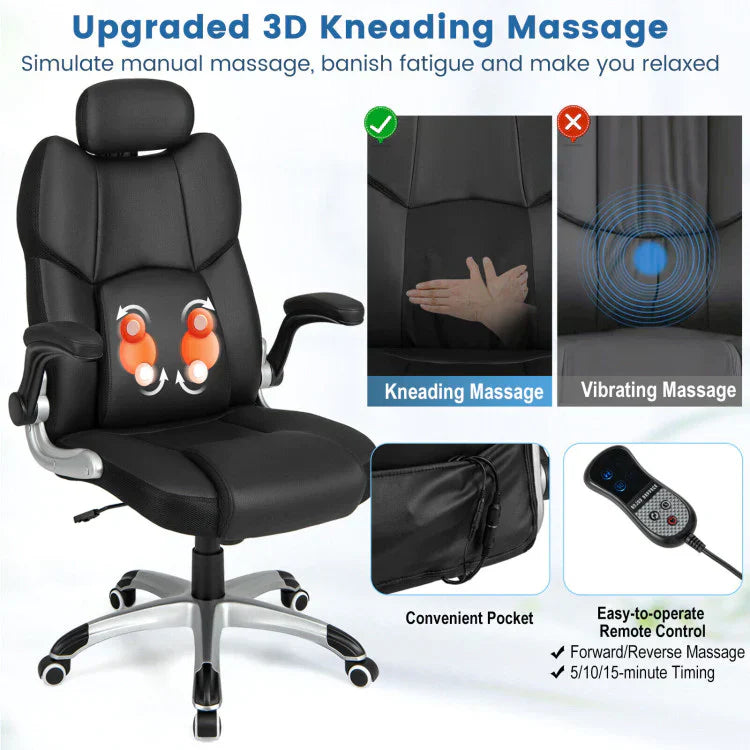 Ergonomic Office Chair with Kneading Massage & Adjustable Headrest – Reclining, Padded Seat