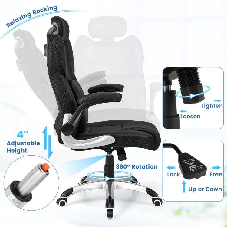 Ergonomic Office Chair with Kneading Massage & Adjustable Headrest – Reclining, Padded Seat