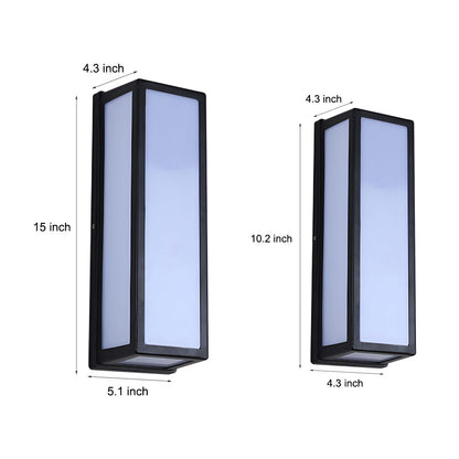 Aplique de pared contemporáneo negro rectangular con sensor de movimiento LED impermeable
