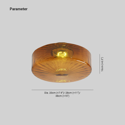 Moderne ronde opbouw plafondlamp bruin metaal/glas keuken/woonkamer