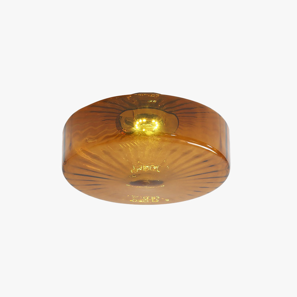 Moderne ronde opbouw plafondlamp bruin metaal/glas keuken/woonkamer