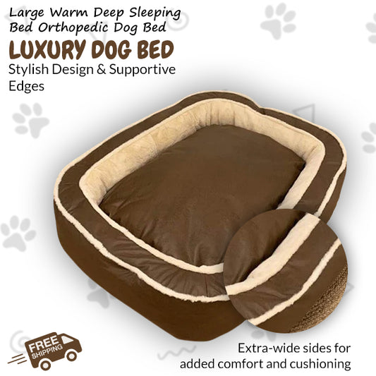 Grand lit orthopédique pour chien à sommeil profond avec peluche chaude
