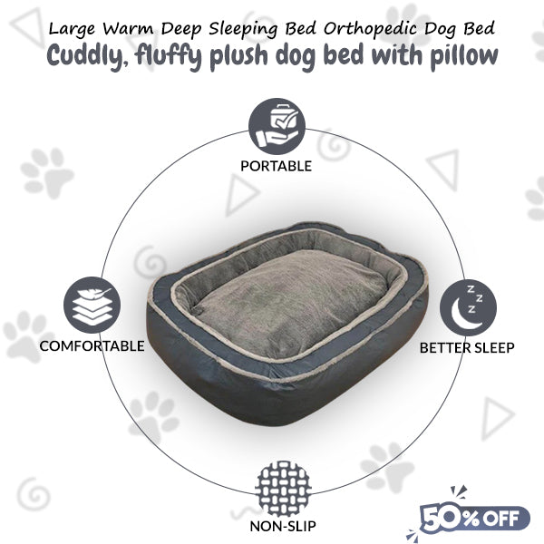Groot Orthopedisch Hondenbed voor Diepe Slaap met Warm Pluche
